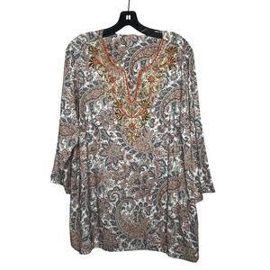 Soft Surroundings Kaimana Embellished Beaded Embroidered Tunic Top Size XL